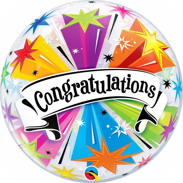 Congratulations Colour Blast Bubble Balloon 22 inch Qualatex | Party Save Smile