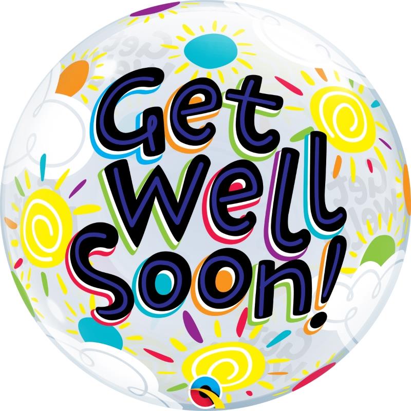 Get Well Soon 22 inch Qualatex Bubble Party Balloon | Party Save Smile