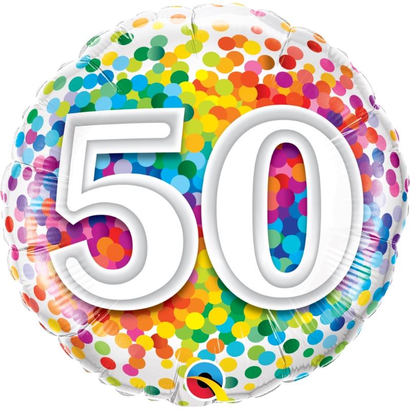Rainbow 50th Birthday Foil Balloon 18 inches | Party Save Smile