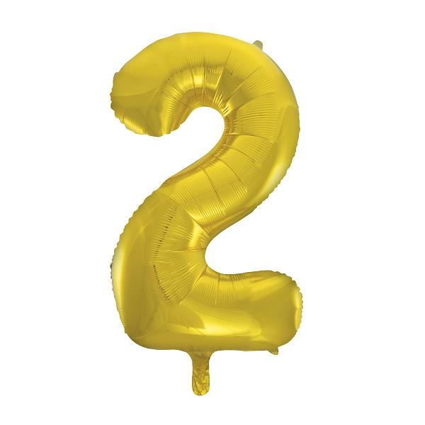 Gold Number 2 Supershape Foil Balloon 34 Inches | Party Save Smile
