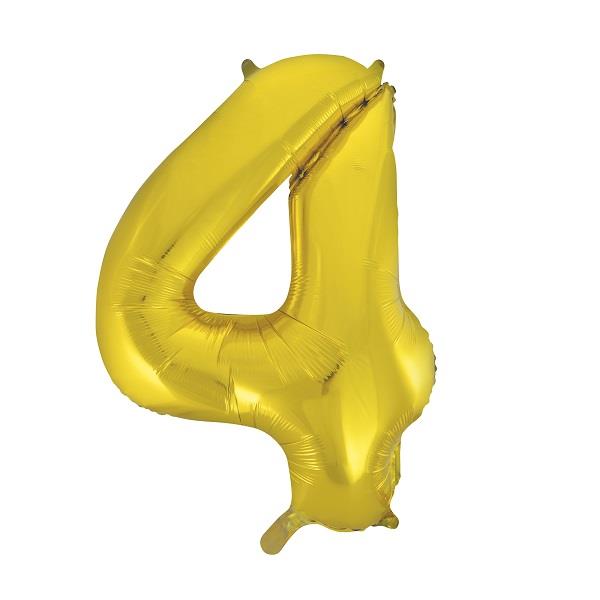 Gold Number 4 Supershape Foil Balloon 34 Inches | Party Save Smile