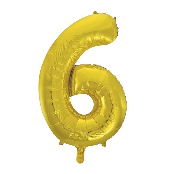 Gold Number 6 Supershape Foil Balloon 34 Inches | Party Save Smile