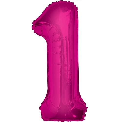 Number 1 Pink Foil Balloon 34 inches | Party Save Smile