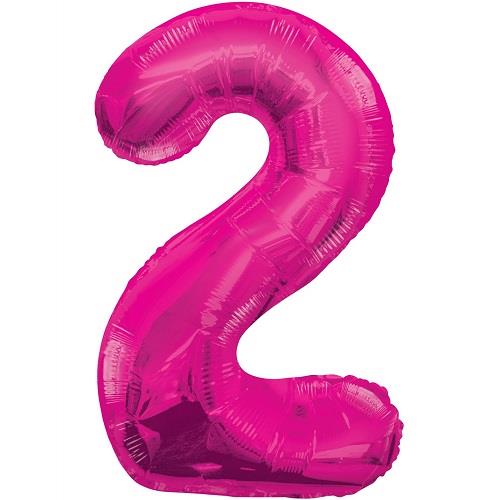 Pink Glitz Number 2 Foil Balloon 34 inches | Party Save Smile