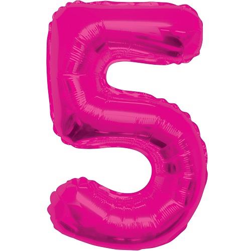 Pink Glitz Number 5 Foil Balloon 34 inches | Party Save Smile