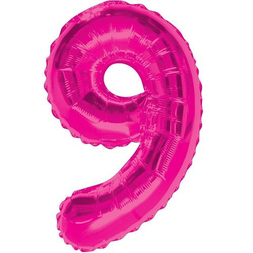Pink Glitz Number 9 Foil Balloon 34 inch | Party Save Smile