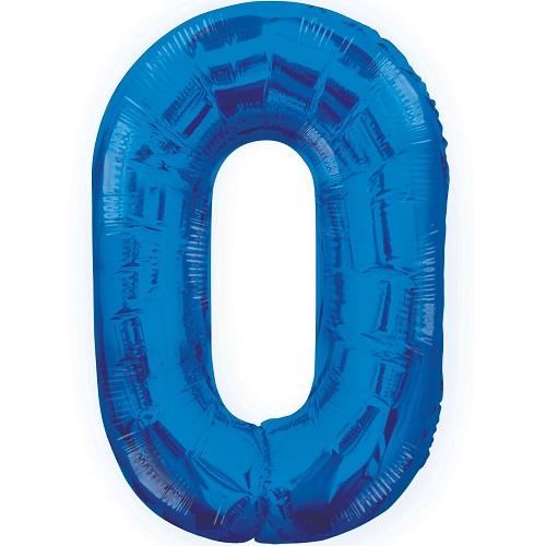 Blue Glitz Number 0 Foil Balloon 34 inch | Party Save Smile
