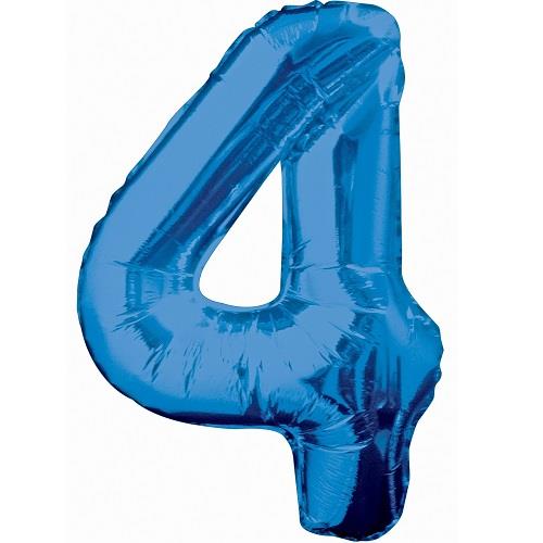 Blue Glitz Number 4 Foil Balloon 34 inch | Party Save Smile