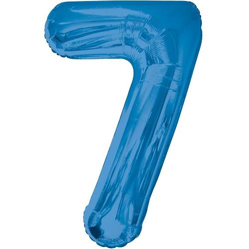 Blue Glitz Number 7 Foil Balloon 34 inch | Party Save Smile