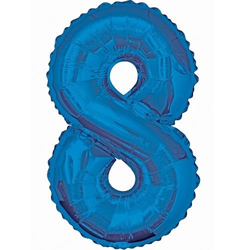 Blue Glitz Number 8 Foil Balloon 34 inch | Party Save Smile