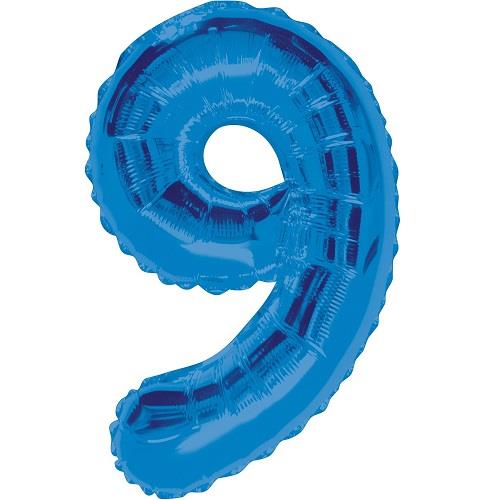Blue Glitz Number 9 Foil Balloon 34 inch | Party Save Smile