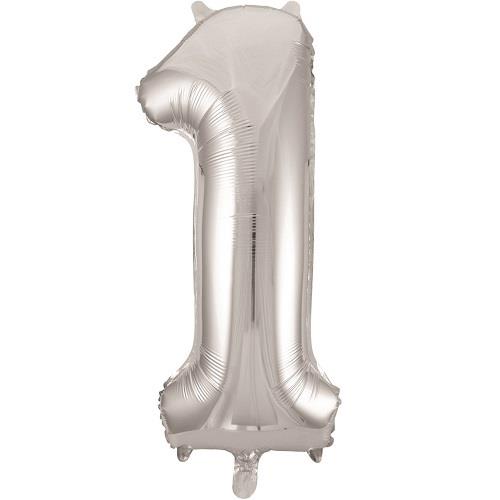 Silver Number 1 Foil Balloon 34 inches | Party Save Smile