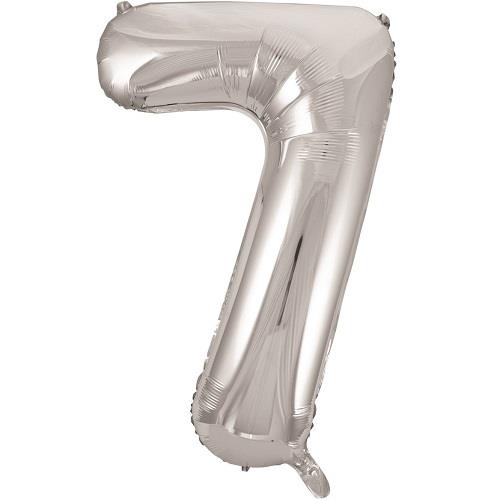 Helium 7 Foil Balloon - Silver Unique 34 inch | Party Save Smile