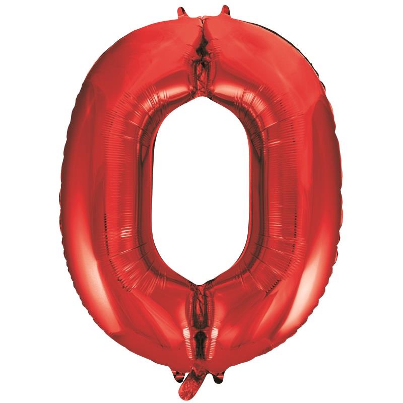 Red Number 0 Supershape Foil Balloon 34 inch | Party Save Smile