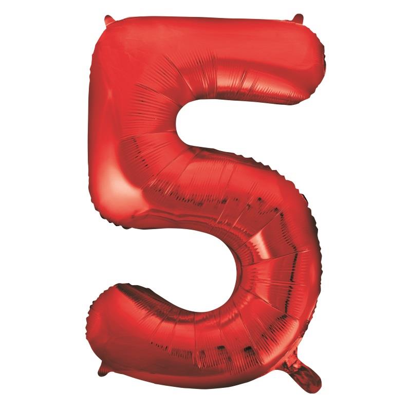 Red Number 5 Supershape Foil Balloon Anagram 34 Inch | Party Save Smile