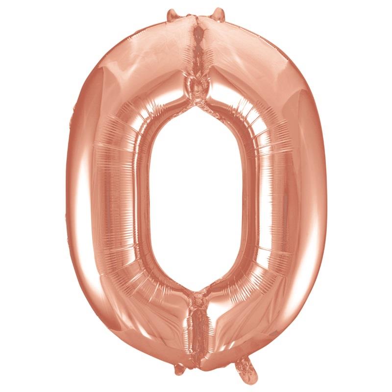 Rose Gold Number 0 Supershape Foil Balloon 34 inch | Party Save Smile
