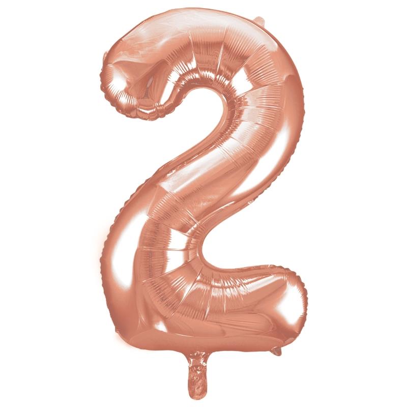 Rose Gold Number 2 Supershape Foil Balloon 34 inch | Party Save Smile