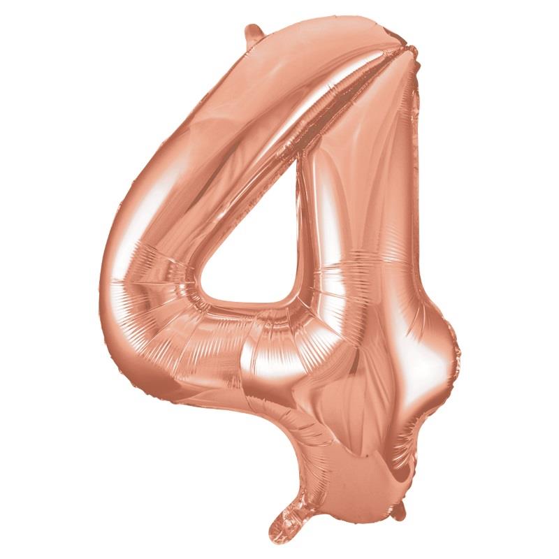 Rose Gold Number 4 Supershape Foil Balloon 34 inch | Party Save Smile