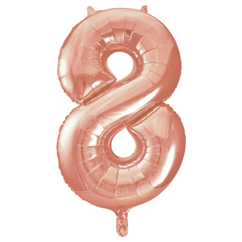 Rose Gold Number 8 Supershape Foil Balloon 34 inch | Party Save Smile