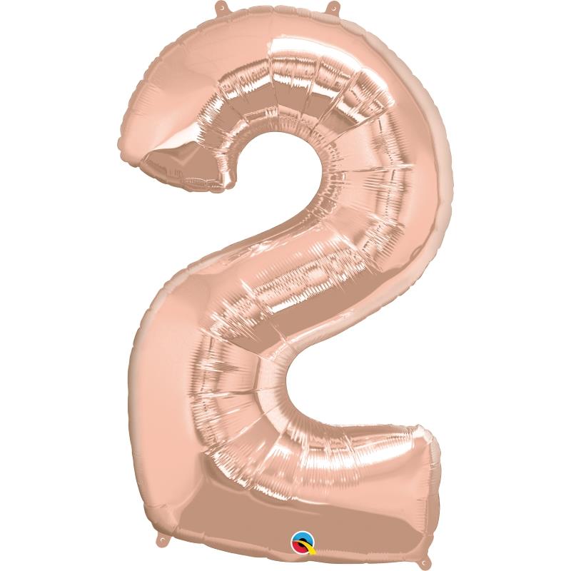 Number 2 Rose Gold Balloon - 34 inch Qualatex | Party Save Smile
