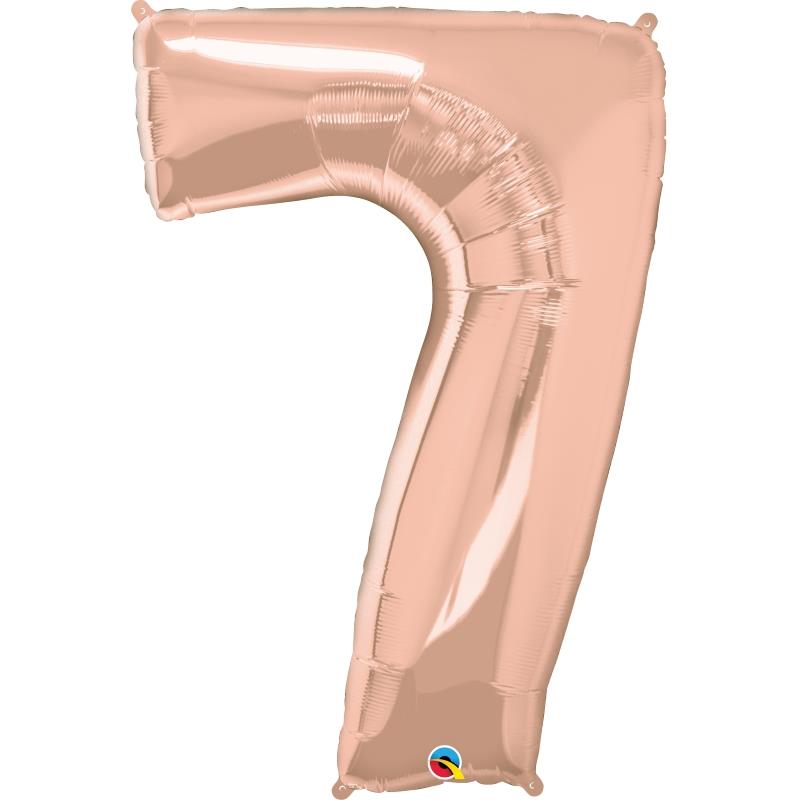 Rose Gold Number 7 Foil Balloon 34 inch Qualatex | Party Save Smile