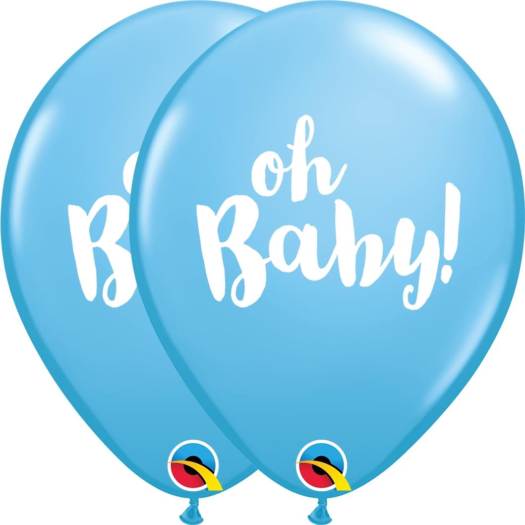 Blue Oh Baby Latex Balloons: 11 inch Baby Shower Balloons | Party Save Smile
