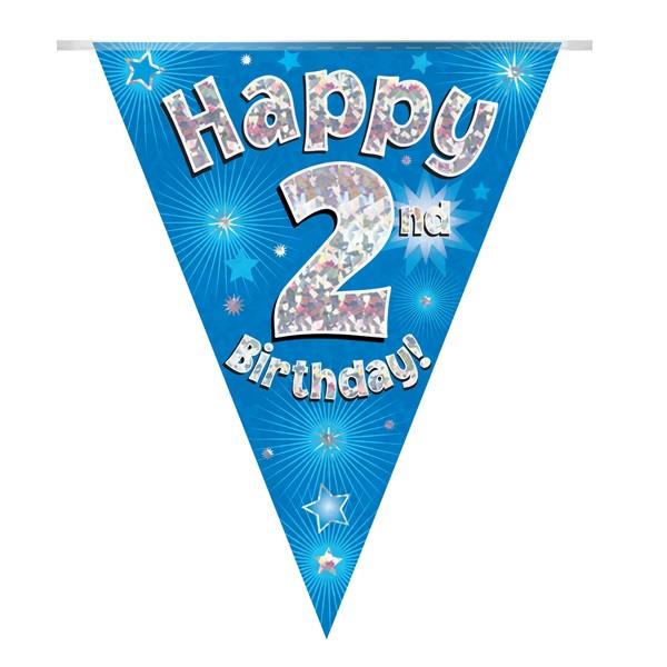 Blue Stars 2nd Birthday Bunting 3.9 Metres | Party Save Smile
