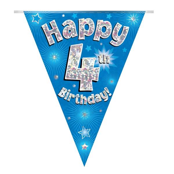 Blue Stars 4th Birthday Bunting 3.9 Metres | Party Save Smile
