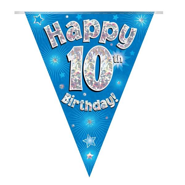 Blue Happy 10th Birthday Bunting with Star Print | Party Save Smile