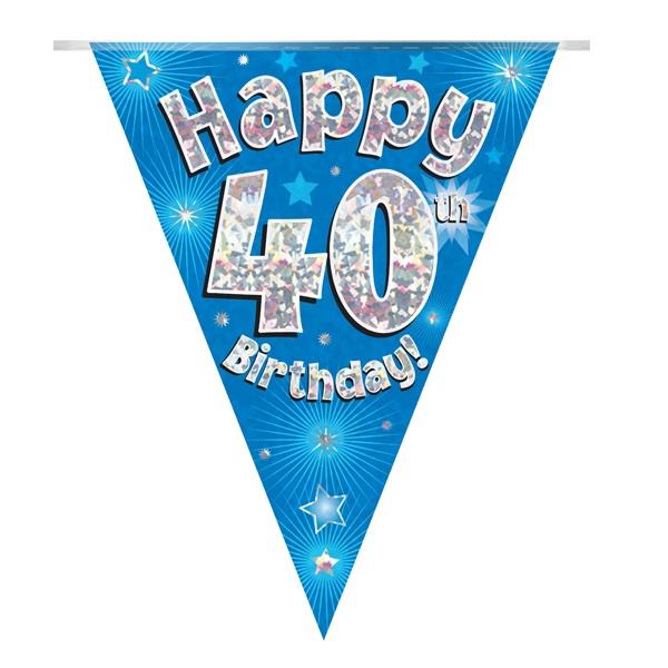 Blue Star 40th Birthday Bunting 3.9 Metres | Party Save Smile