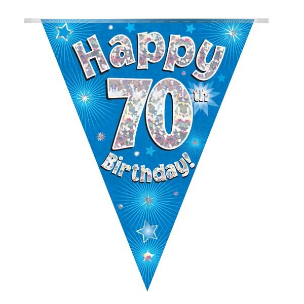 Blue Star 70th Birthday Bunting Flag Banner 3.9 metres | Party Save Smile