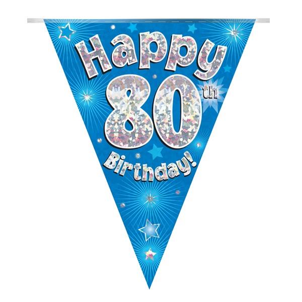 Blue Star 80th Birthday Bunting Banner | Party Save Smile