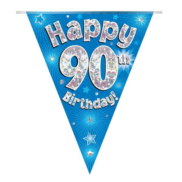Blue Star 90th Birthday Bunting Flag Banner 3.9 Metres | Party Save Smile