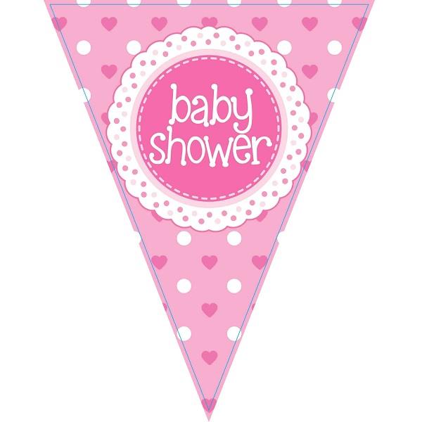 Pink Polka Dot Baby Shower Bunting 3.9 Metres | Party Save Smile