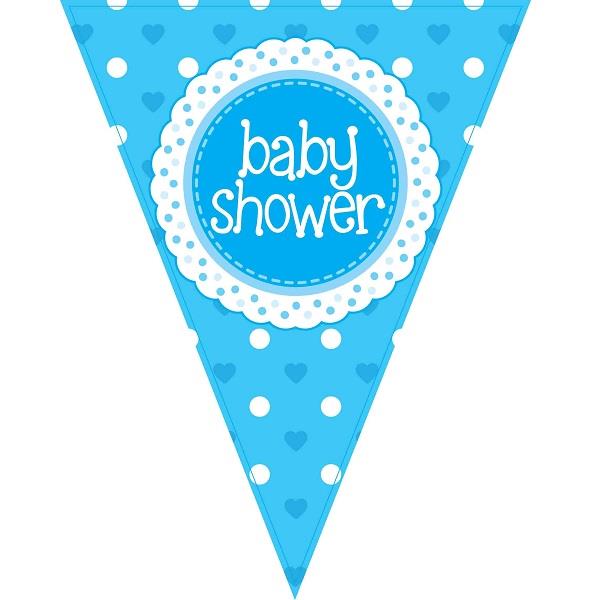 Blue Polka Dot Baby Shower Bunting 3.9 Metres | Party Save Smile