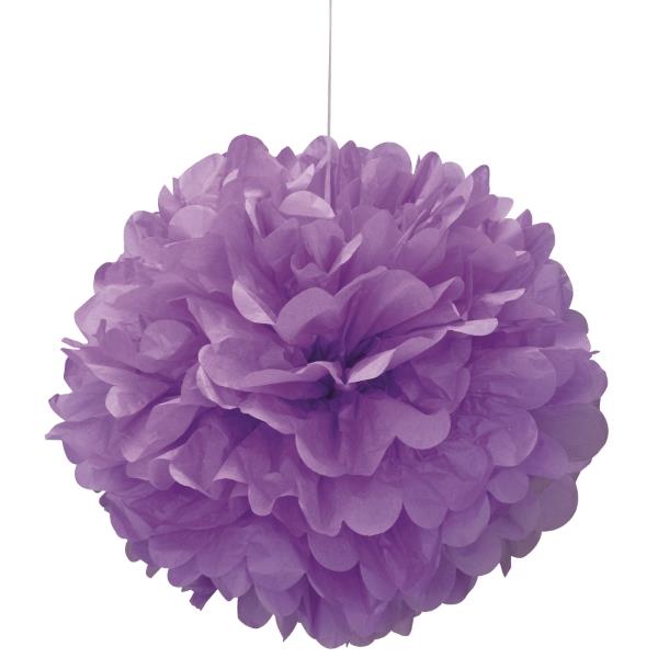 Purple Puff Ball Party Hanging Decorations 16 Inch | Party Save Smile