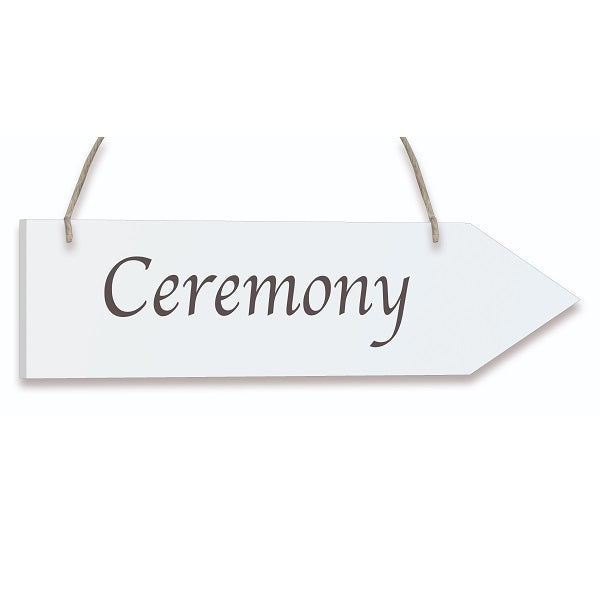 Ceremony Wedding Wooden Arrow Sign Whitewash Hanging Decoration | Party Save Smile