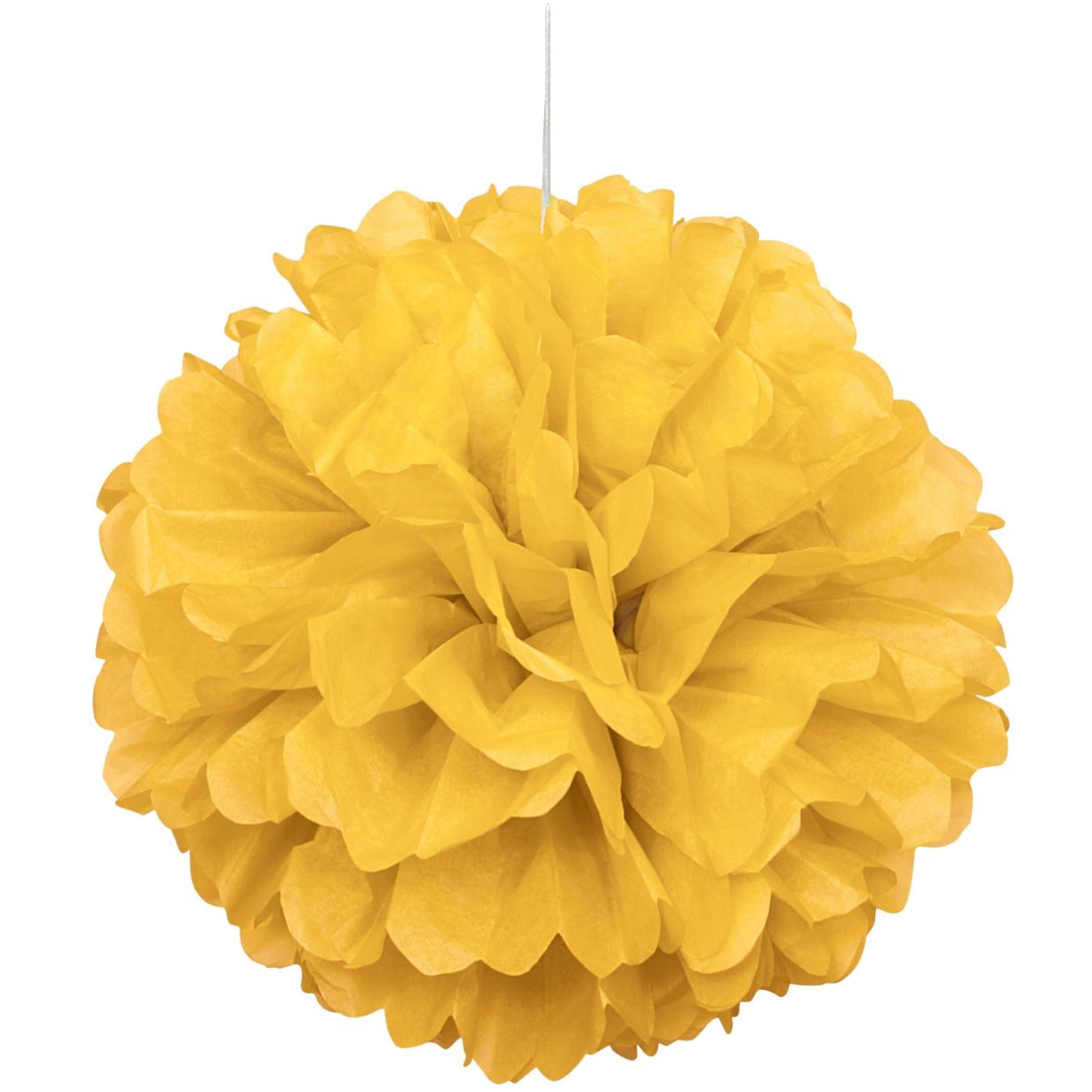 Bright Yellow Puff Ball Party Hanging Decorations 16 Inches | Party Save Smile