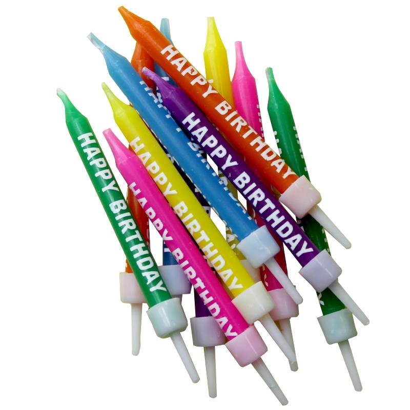 Multi Coloured Happy Birthday Cake Candles 7cm | Party Save Smile