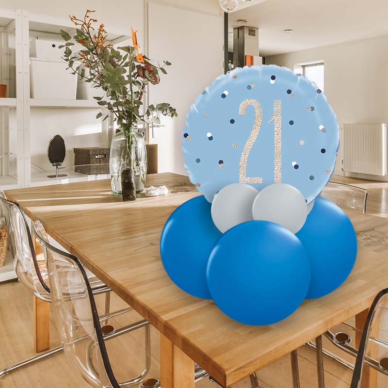 Blue and Silver 21st Table Decorations – Party Save Smile
