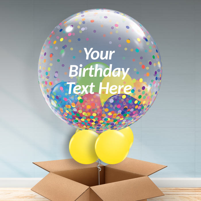 Rainbow Personalisable Helium Balloon in a Box - Bubble Balloon | Party Save Smile