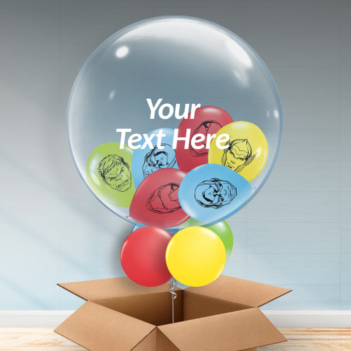 Personalisable Avengers Helium Balloon in a Box - 24 Inch Bubble Balloon | Party Save Smile