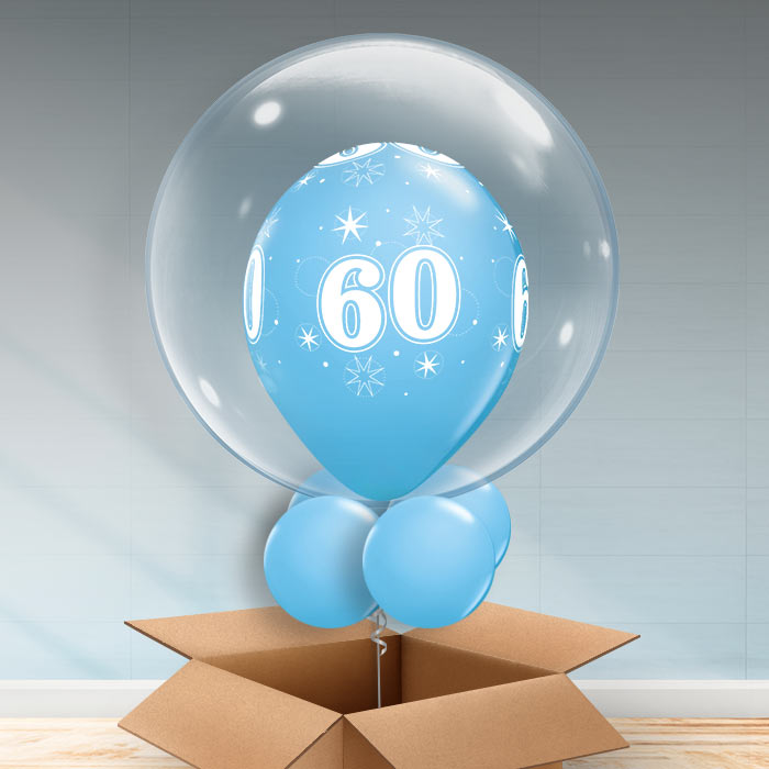 Personalisable Baby Blue 60th Birthday Bubble Balloon - Bubble Balloon | Party Save Smile