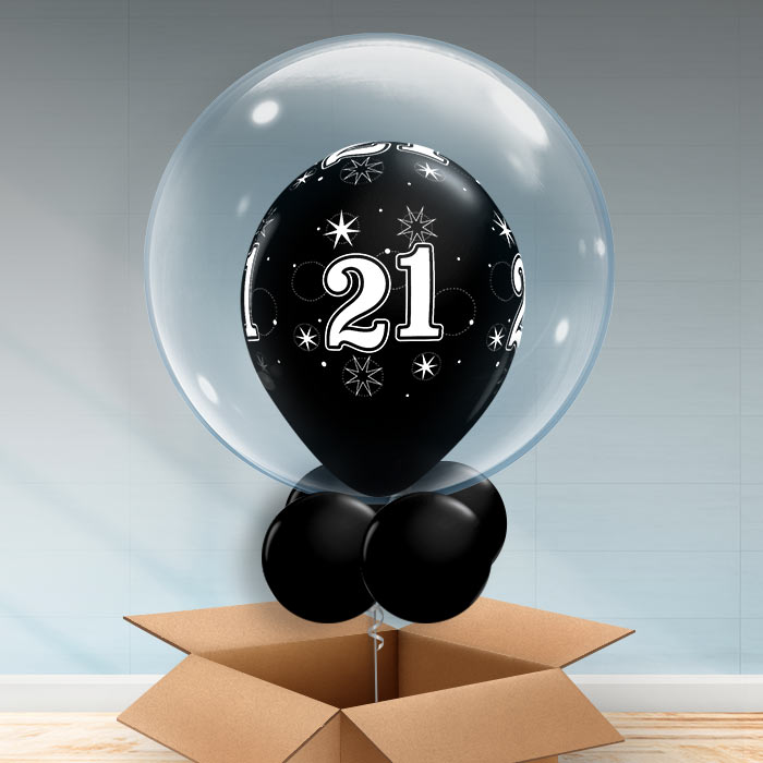 Personalisable Black 21st Birthday Bubble Balloon - Bubble Balloon | Party Save Smile