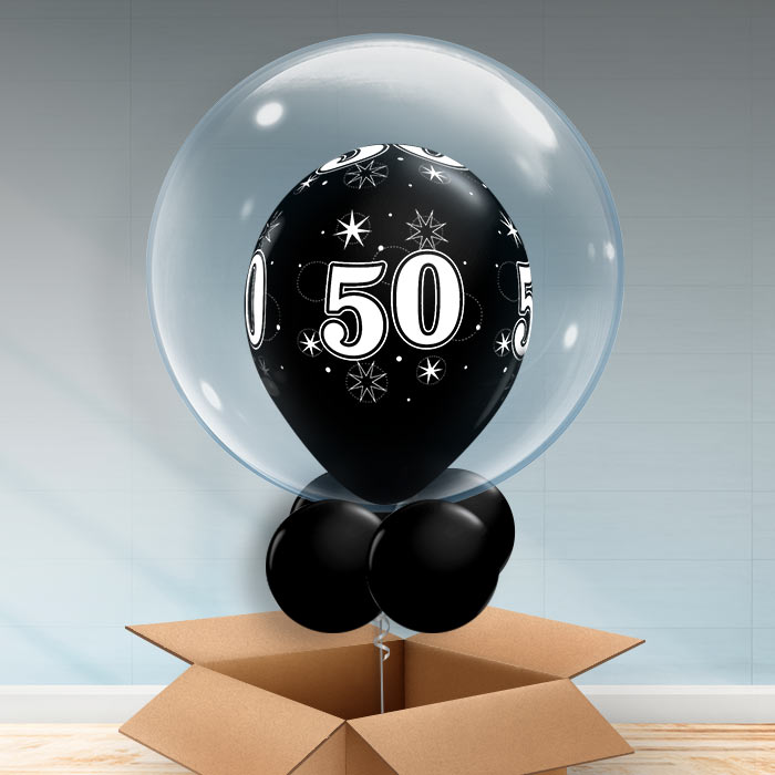 Personalisable Black 50th Birthday Bubble Balloon - Bubble Balloon | Party Save Smile
