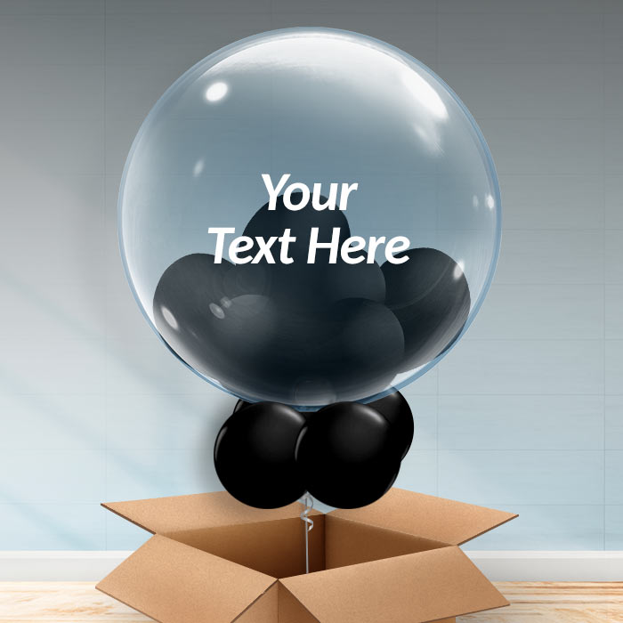 Black Personalisable Balloons in a Box - 24 Inch Bubble Balloon | Party Save Smile