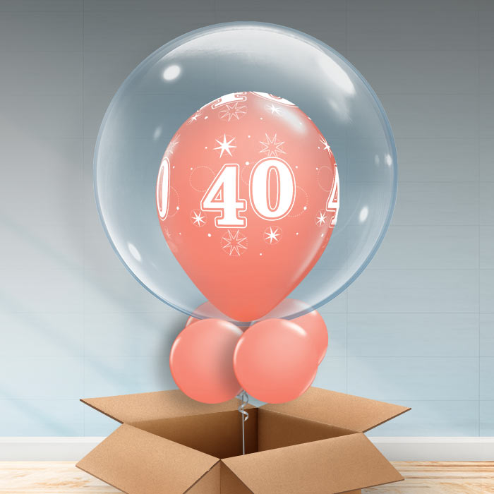 Personalisable Coral 40th Birthday Bubble Balloon - Bubble Balloon | Party Save Smile
