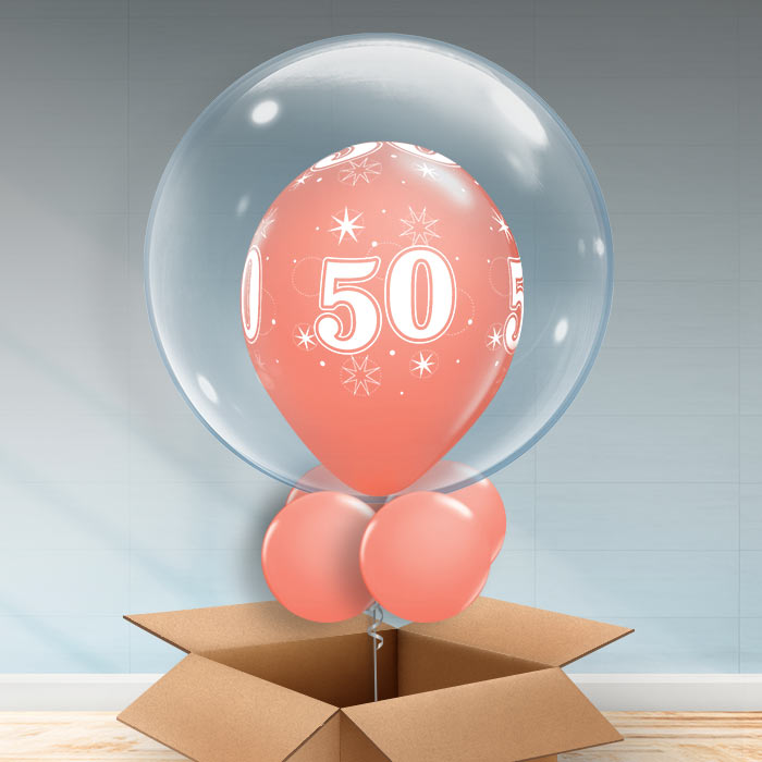 Personalisable Coral 50th Birthday Bubble Balloon - Bubble Balloon | Party Save Smile