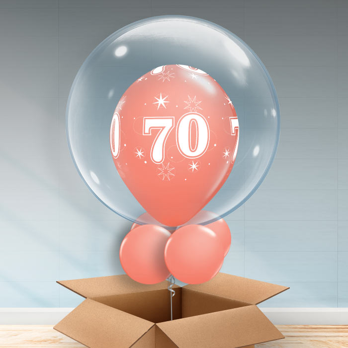 Personalisable Coral 70th Birthday Bubble Balloon - Bubble Balloon | Party Save Smile