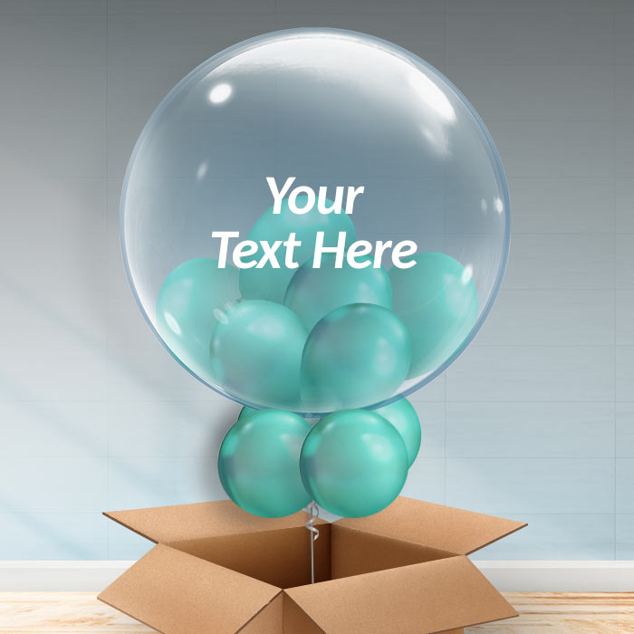 Emerald Personalisable Anniversary Balloons in a Box - 24 Inch Bubble Balloon | Party Save Smile